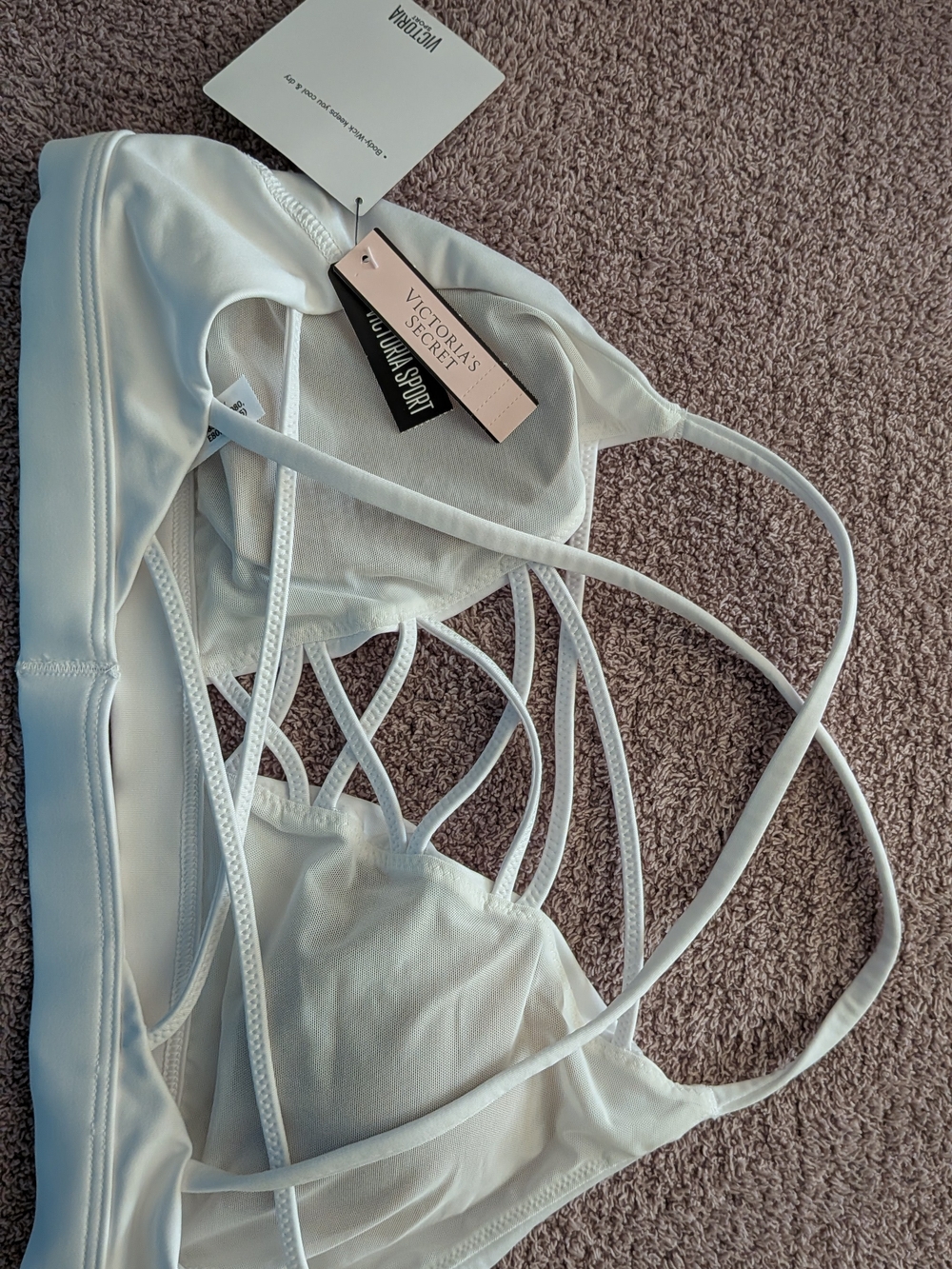 Victoria's Secret White Strappy Sports Bralette